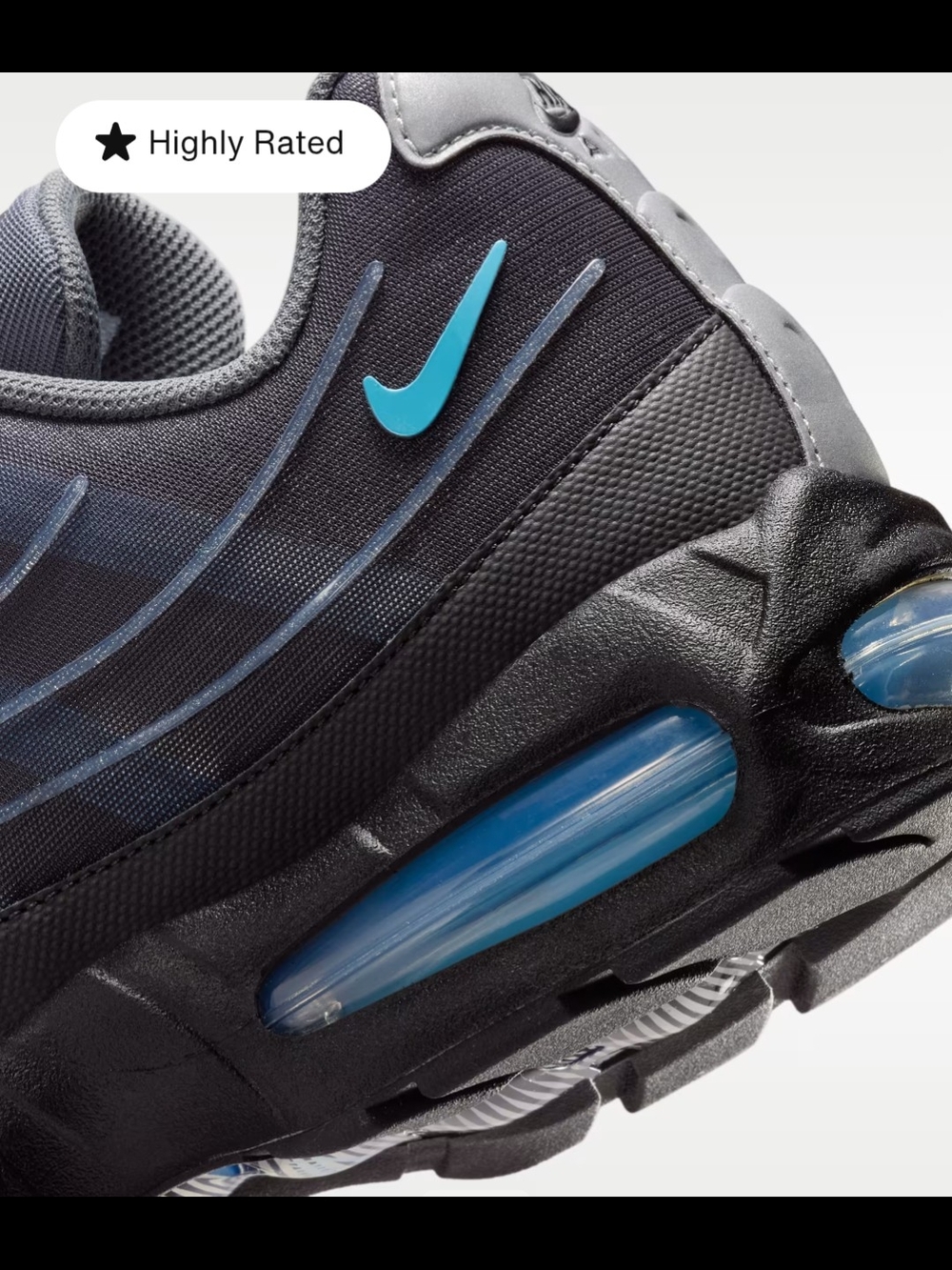 Nike Air Max 95 Black with Blue Accents Men's Size 10 New In Box! - Picture 8 of 10